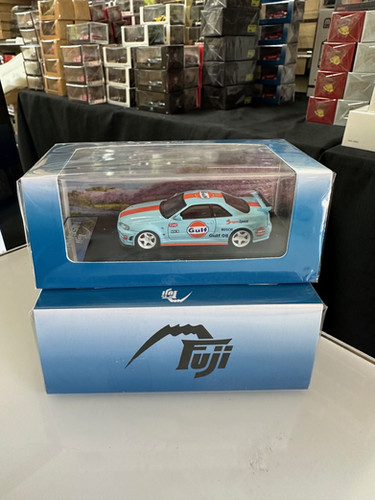 NISSAN SKYLINE GT-R R34 GULF LIVERY 1/64 DIECAST CAR BY FUJI MODEL