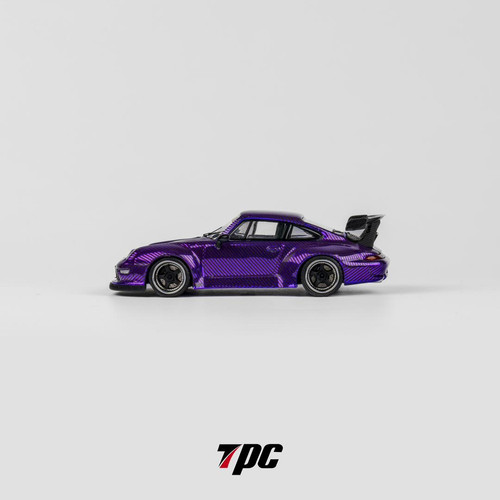 PORSCHE RWB 964 CHROME PURPLE CARBON FIBER 1/64 DIECAST CAR MODEL
