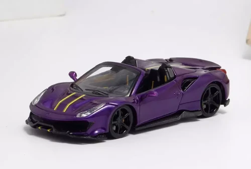 FERRARI 488 PISTA SPIDER PURPLE BLACK WHEELS 299 MADE 1/64 DIECAST