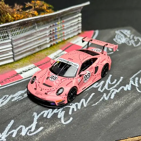 PORSCHE 911 GT3 R PINK PIG #23 1/64 SCALE DIECAST CAR MODEL BY