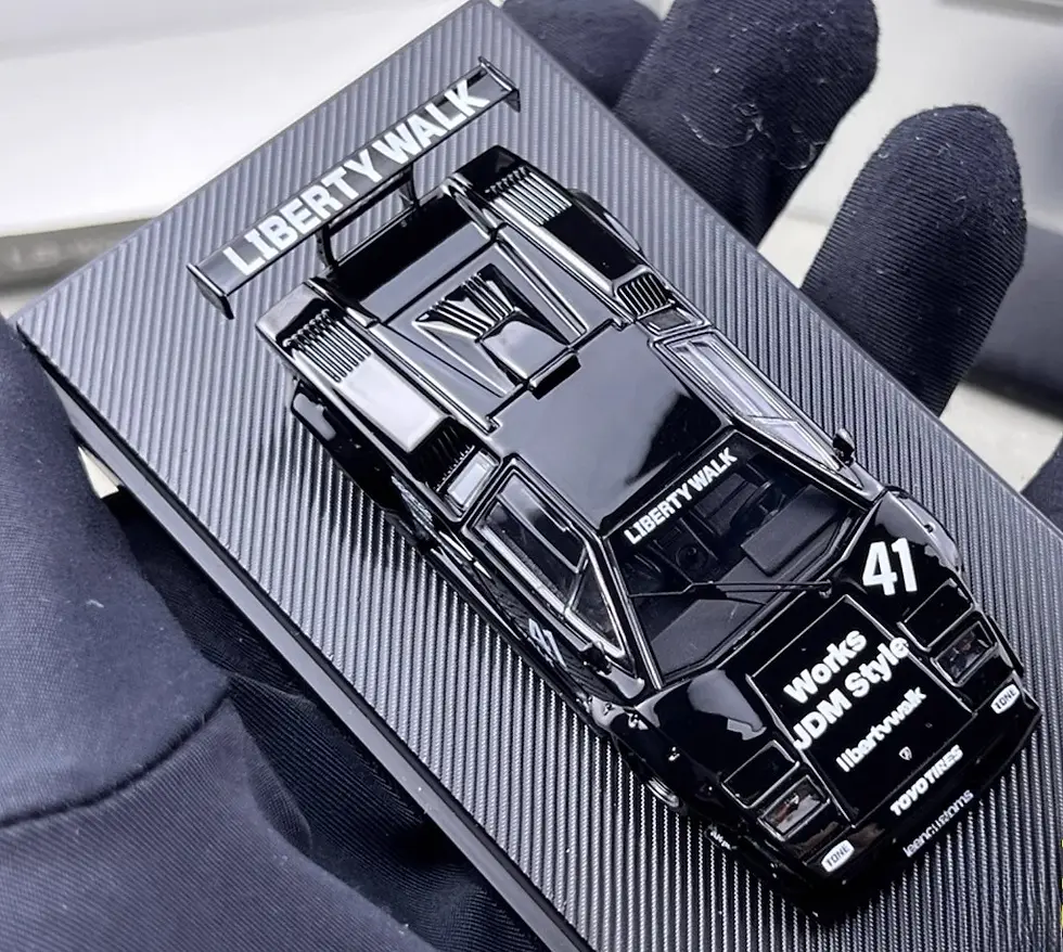 Thumbnail: LAMBORGHINI COUNTACH LBWK BLACK LUXURY CASE 1/64 DIECAST CAR MODEL BY VISION64