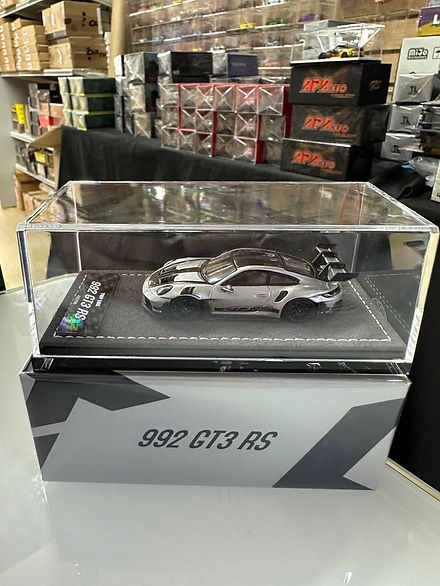 PORSCHE 992 GT3 RS SILVER HIGH END BASE 1/64 DIECAST CAR MODEL BY