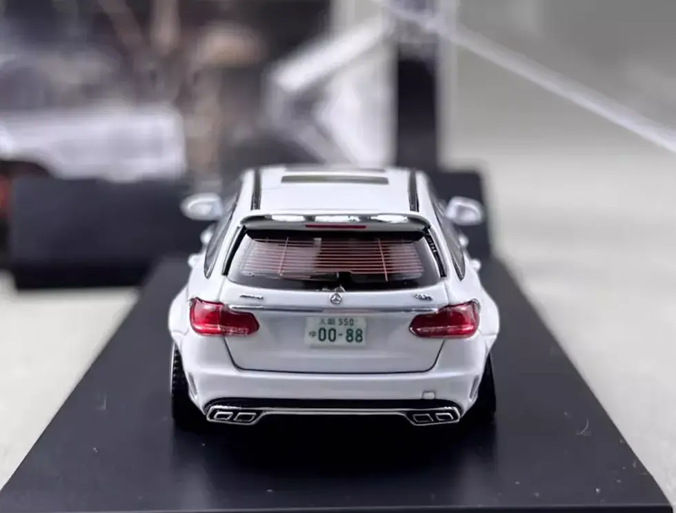 Thumbnail: MERCEDES BENZ C63S AMG S205 WHITE WITH ROOF BOX LOWRIDE 1/64 CAR BY DCM D.BO