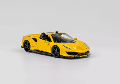 FERRARI 488 NOVITEC ROADSTER YELLOW BLACK WHEELS 1/64 DIECAST CAR