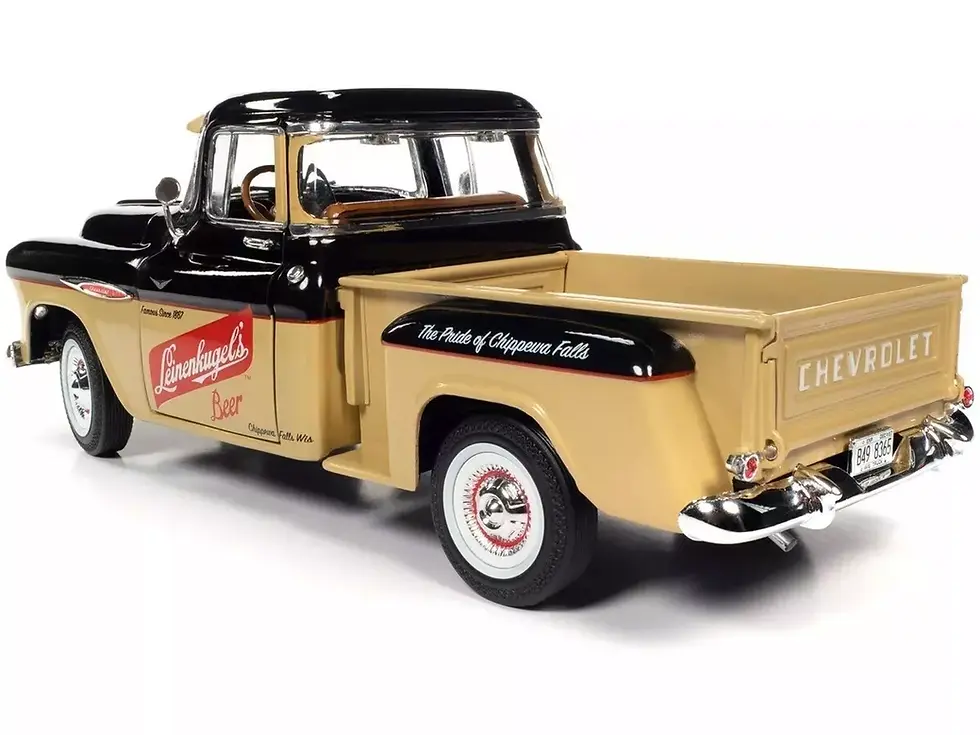 Thumbnail: 1957 CHEVROLET 3100 STEPSIDE TRUCK LEINENKUGLES 1/18 DIECAST BY AUTO WORLD AW311