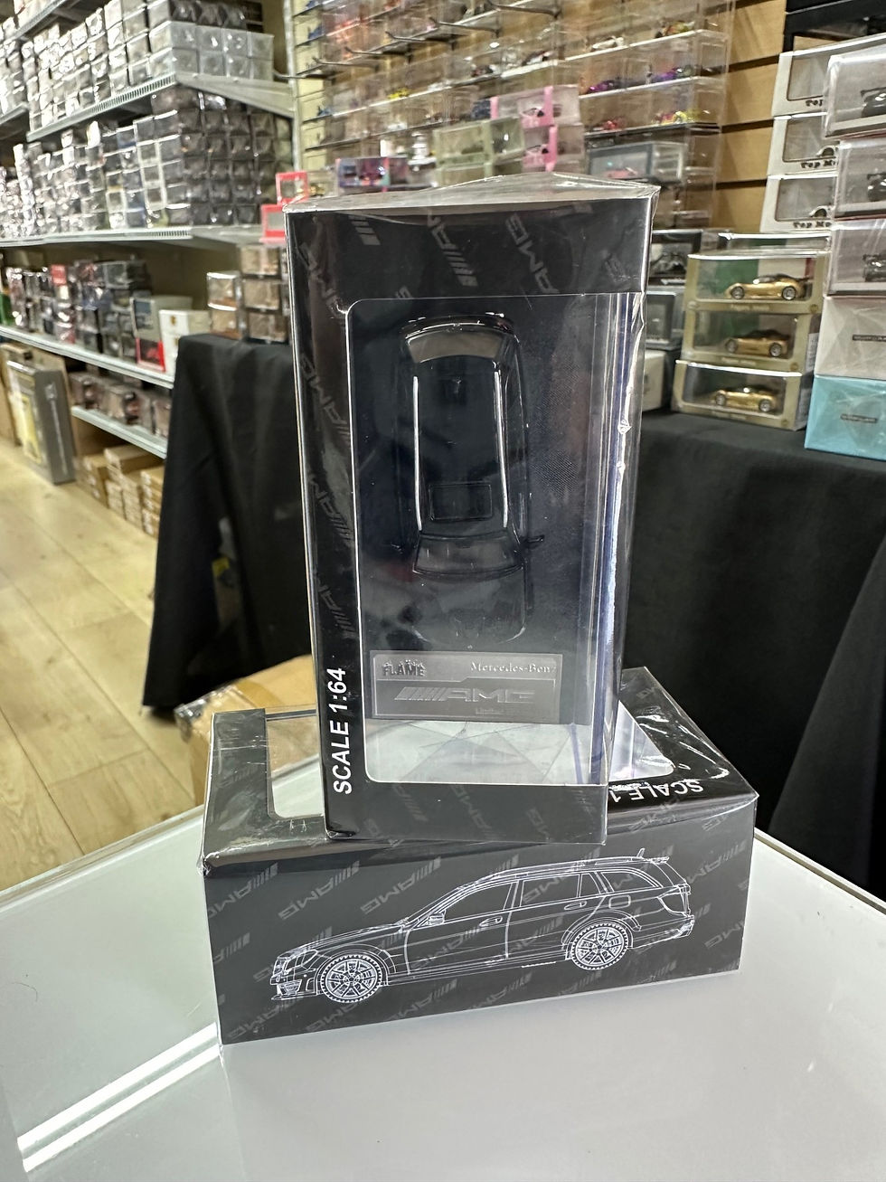 Thumbnail: MERCEDES BENZ C63 AMG EDITION 507 WAGON BLACK 1/64 DIECAST CAR BY FLAME MODELS