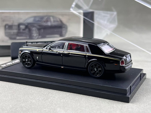 ROLLS ROYCE PHANTOM VII BLACK BLACK WHEELS 1/64 DIECAST CAR BY
