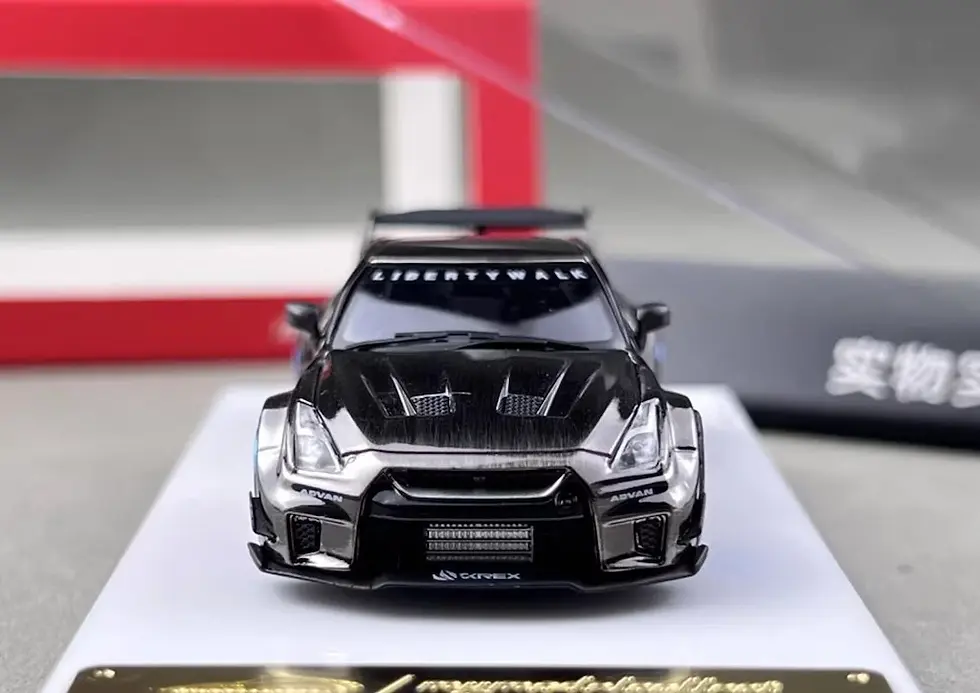 Thumbnail: NISSAN SKYLINE 35GT-RR LBWK CHROMED BLACK BRUSHED 1/64 CAR MY MODEL COLLECT