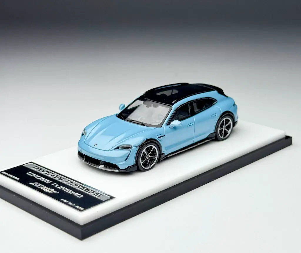 PORSCHE TAYCAN TURBO S CROSS TURISMO ICE CRYSTAL BLUE 1/64 CAR BY AETHER FORGE