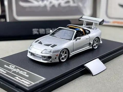 TOYOTA SUPRA A80 BOMEX TARGA CONVERTIBLE SILVER1/64 DIECAST CAR BY