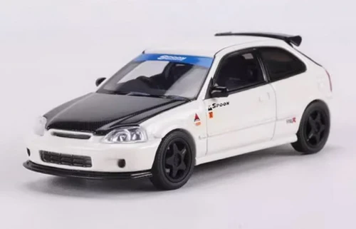 HONDA CIVIC EK9 SPOON WHITE HOOD COMES OFF 1/64 DIECAST CAR
