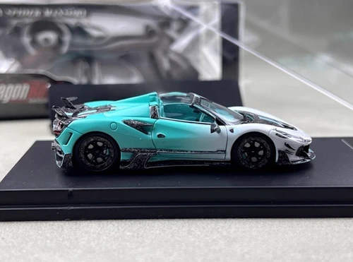 FERRARI F8XX SPIDER MANSORY TIFFANY BLUE 1/64 DIECAST CAR BY