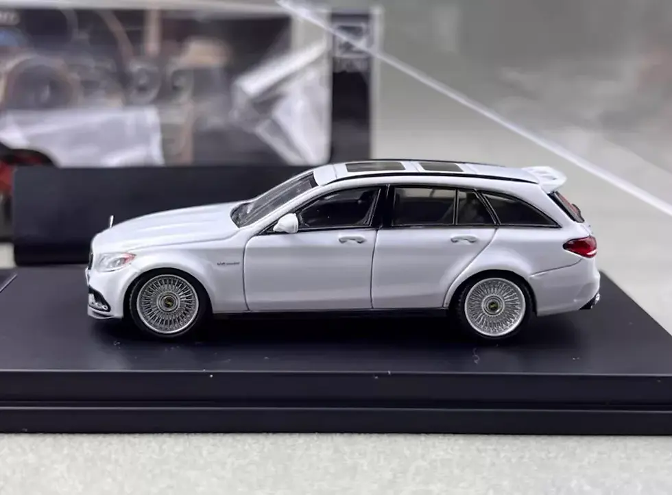 Thumbnail: MERCEDES BENZ C63S AMG S205 WHITE WITH ROOF BOX LOWRIDE 1/64 CAR BY DCM D.BO