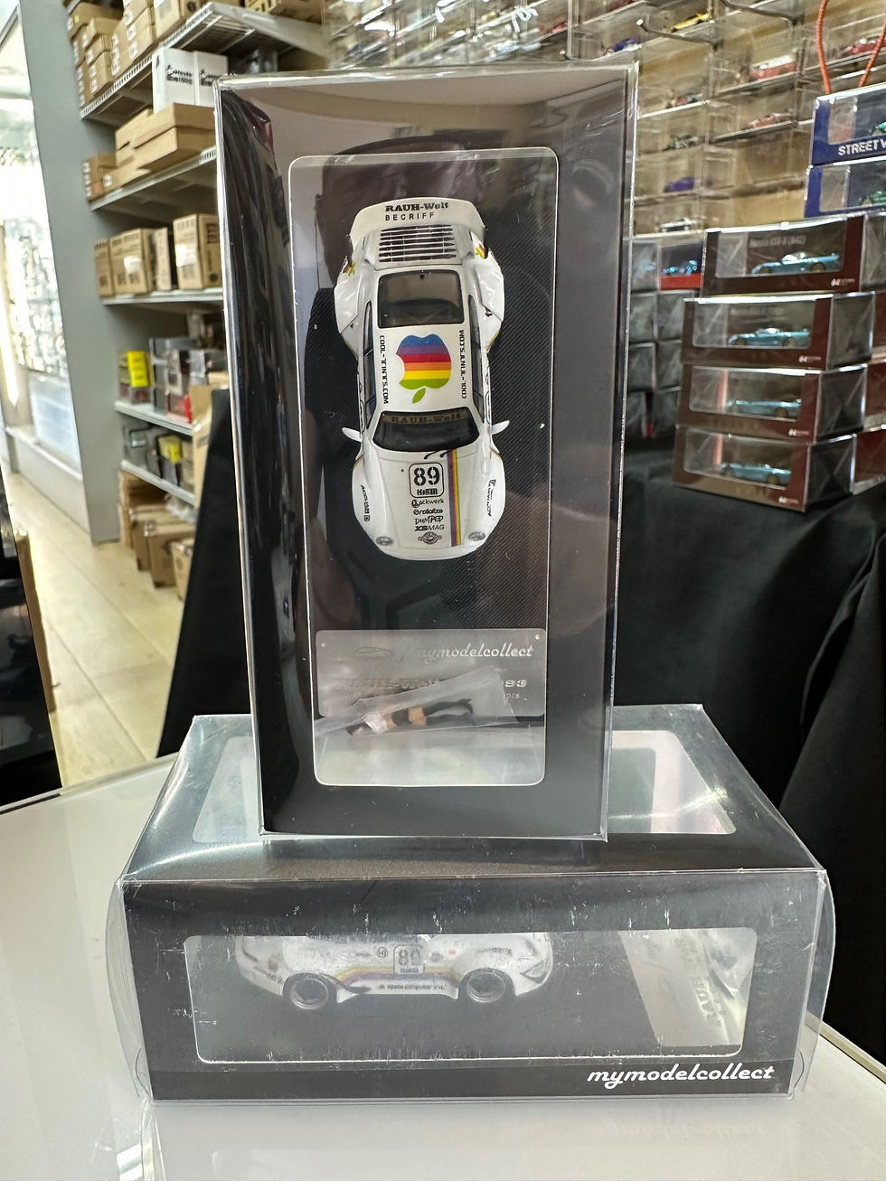 Thumbnail: PORSCHE RWB 993 WHITE APPLE WITH FIGURE 1/64 DIECAST CAR BY MY MODEL COLLECT