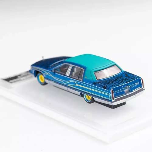 CADILLAC FLEETWOOD LOWRIDER BLUE PIN STRIPES 1/64 DIECAST