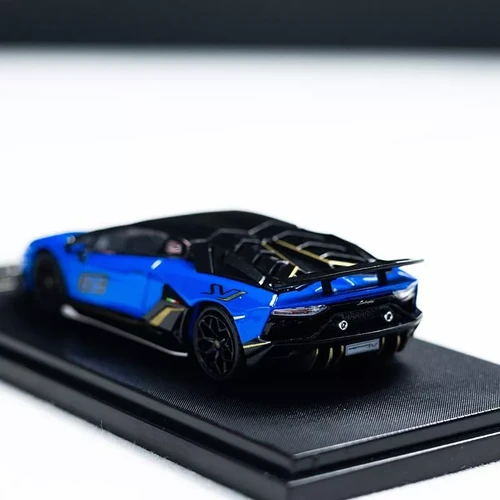 LAMBORGHINI AVENTADOR SVJ BLUE 1/64 SCALE DIECAST CAR MODEL BY