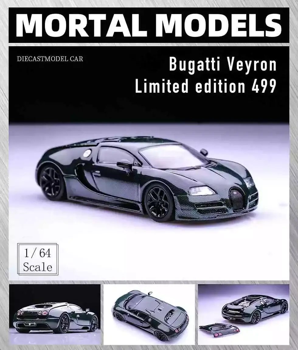 Thumbnail: BUGATTI VEYRON GREEN CARBON FIBER HOOD COMES OFF 1/64 DIECAST CAR BY MORTAL