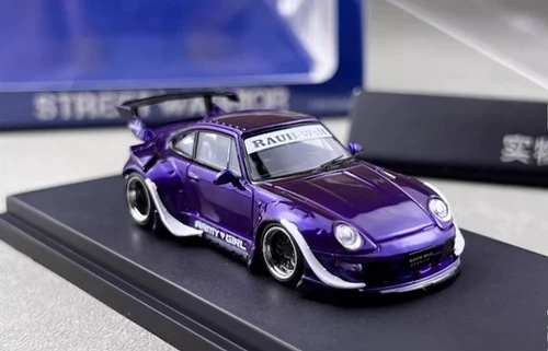 PORSCHE RWB 993 PURPLE METALLIC ARMY GIRL 1/64 DIECAST CAR BY