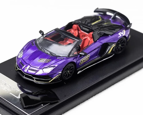 LAMBORGHINI AVENTADOR SVJ ROADSTER PURPLE 1/64 DIECAST CAR BY LAMBORGHINI AVENTADOR SVJ ROADSTER PURPLE 1/64 DIECAST CAR BY