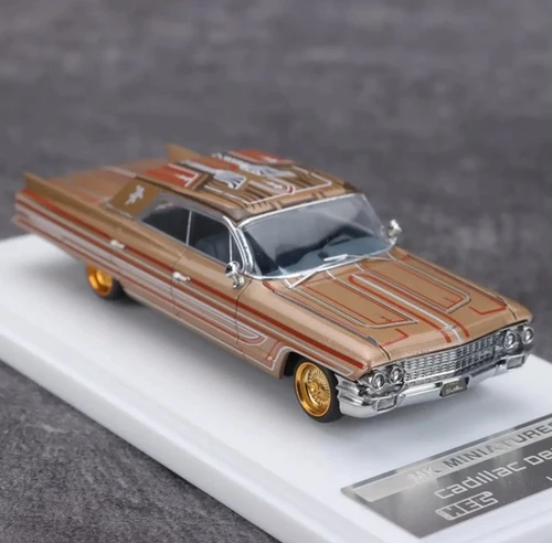 CADILLAC DEVILLE LOWRIDER METALLIC RED COPPER 1/64 DIECAST CAR BY