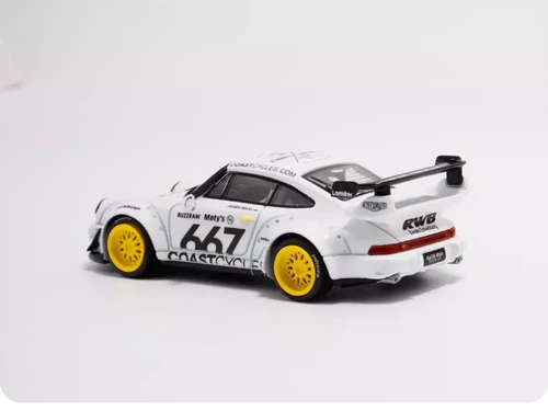 PORSCHE RWB 964 WHITE COAST CYCLES 667 1/64 SCALE DIECAST