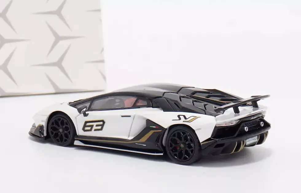 Thumbnail: LAMBORGHINI AVENTADOR SVJ 63 WHITE 1/64 SCALE DIECAST CAR MODEL BY RHINO MODELS