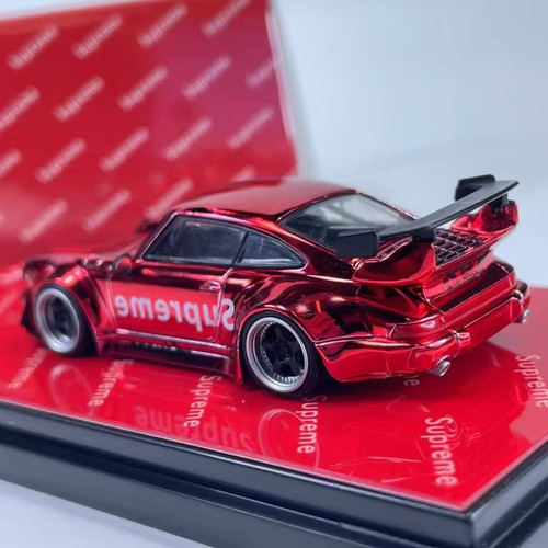 PORSCHE RWB 964 SUPREME LIVERY RED CHROME 1/64 DIECAST CAR MODEL