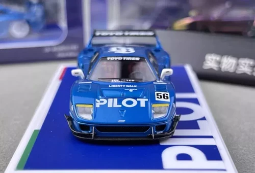 FERRARI F40 CHROME PILOT BLUE 1/64 SCALE DIECAST CAR MODEL BY TOP