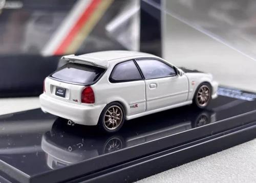 HONDA CIVIC TYPE R EK9 WHITE HOOD COMES OFF 1/64 DIECAST CAR BY