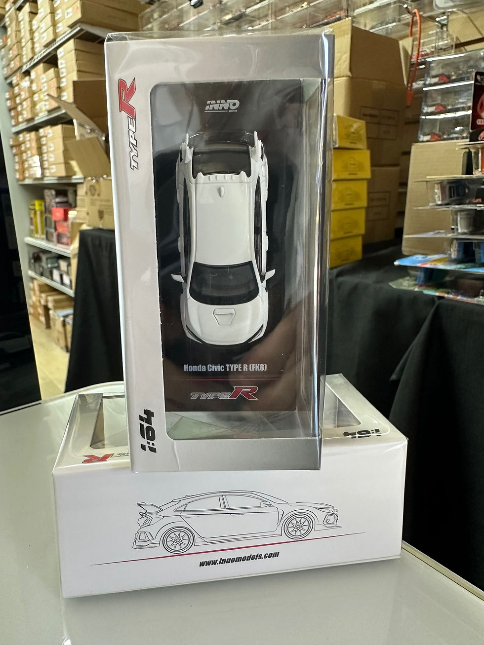 Thumbnail: HONDA CIVIC TYPE R FK8 WHITE 1/64 DIECAST CAR BY INNO MODELS INNO64 IN64-FK8-WHI