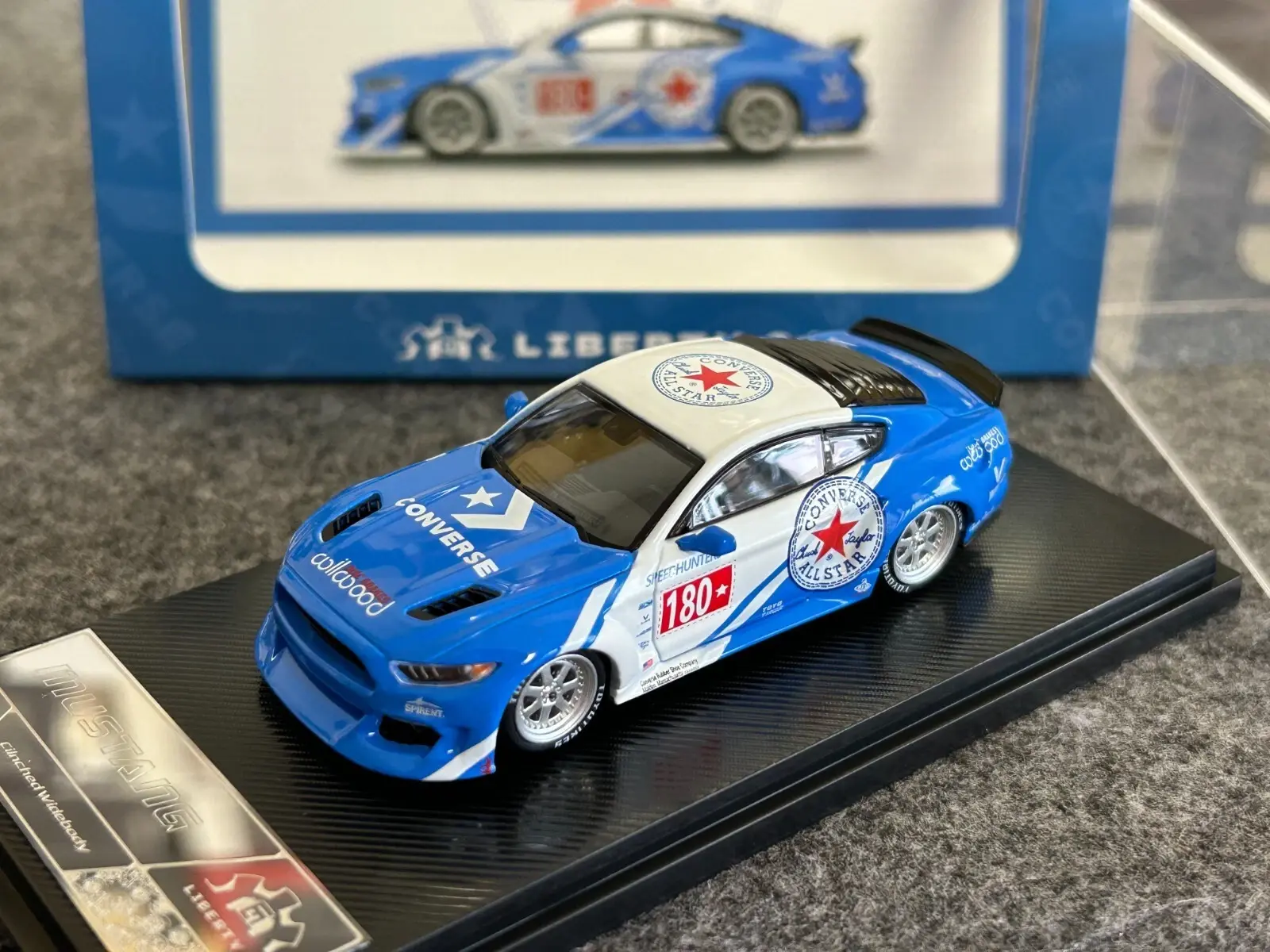 FORD MUSTANG WIDE BODY LOWRIDE CONVERSE LIVERY 1/64 DIECAST CAR BY LIBERTY64 L64