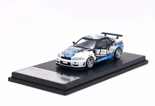 NISSAN SKYLINE GT-R R34 TOP SECRET 1/64 DIECAST CAR BY MY MODEL