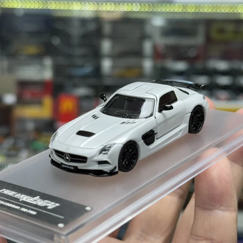 MERCEDES BENZ SLS AMG BS WHITE WITH OPENINGS 1/64 DIECAST CAR BY