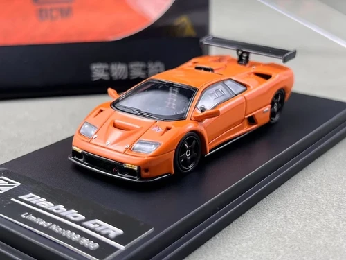 LAMBORGHINI DIABLO GT ORANGE BLACK WHEELS 1/64 DIECAST CAR BY DCM