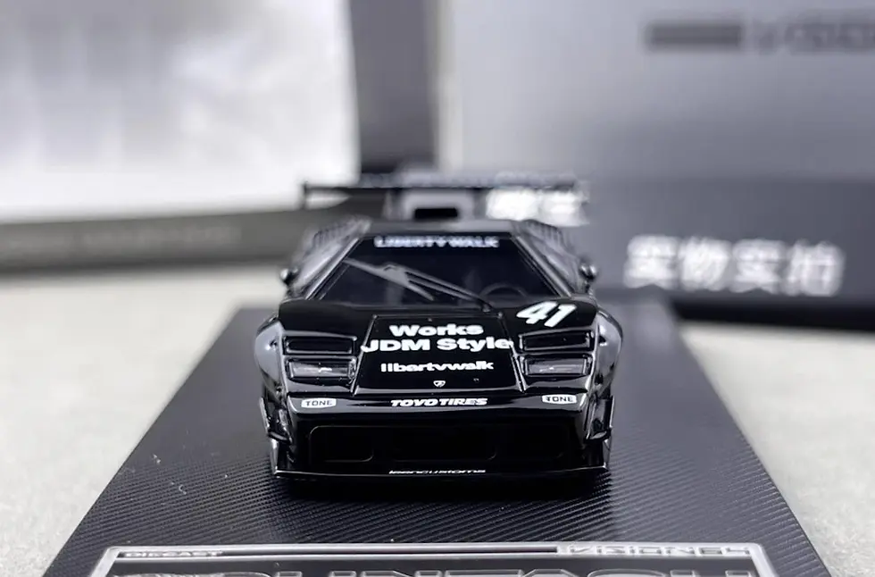 Thumbnail: LAMBORGHINI COUNTACH LBWK BLACK LUXURY CASE 1/64 DIECAST CAR MODEL BY VISION64