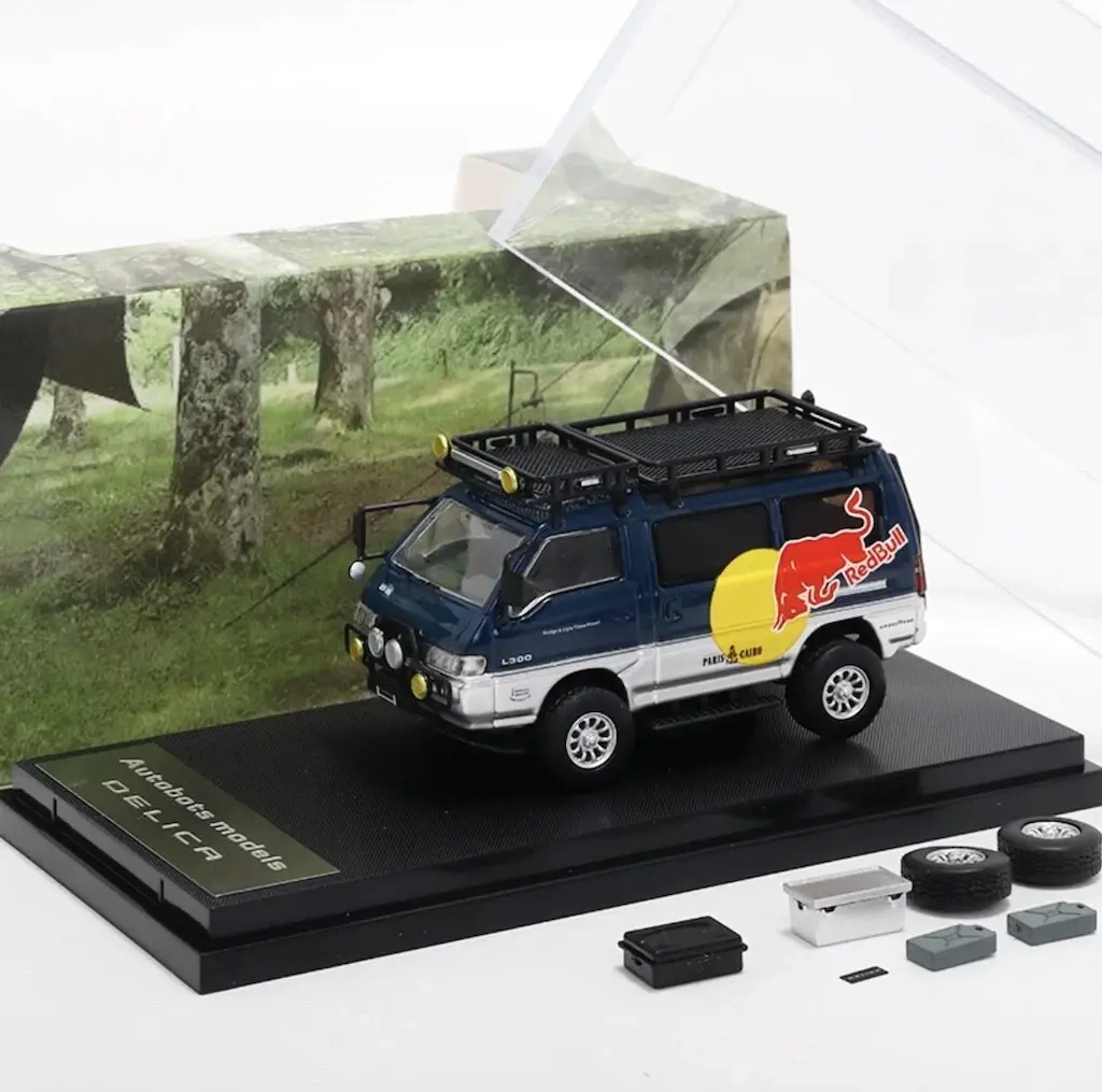 MITSUBISHI DELICA L300 CAMPER VAN REDBULL 1/64 DIECAST CAR MODEL BY AUTOBOTS