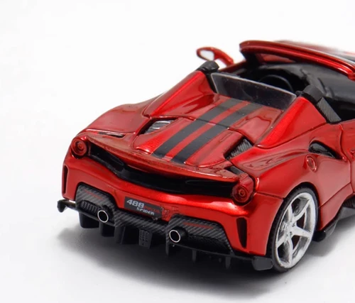 FERRARI 488 PISTA SPIDER WINE RED SILVER WHEELS 299 MADE 1/64