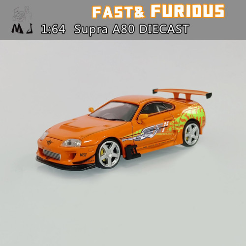 TOYOTA SUPRA A80 ORANGE FAST & FURIOUS LIVERY 1/64 DIECAST CAR BY