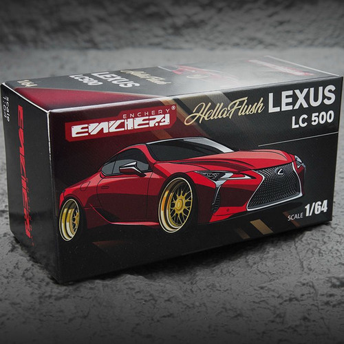 LEXUS LC 500 RED WITH GOLD WHEELS ACRYLIC 1/64 DIECAST CAR MODEL