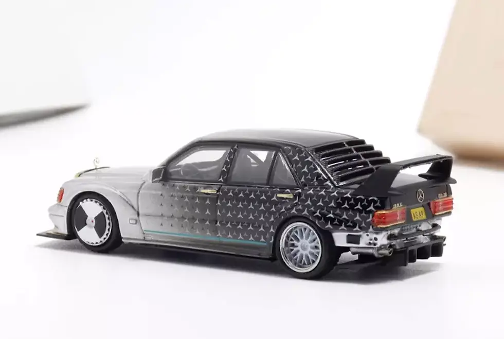 Thumbnail: MERCEDES BENZ 190E EVO W201 STARS SILVER 1/64 SCALE DIECAST CAR MODEL BY DCM
