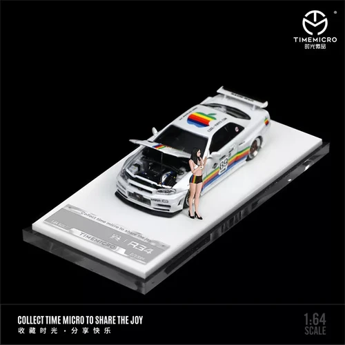 NISSAN SKYLINE GT-R R34 APPLE WITH FIGURE 1/64 DIECAST CAR