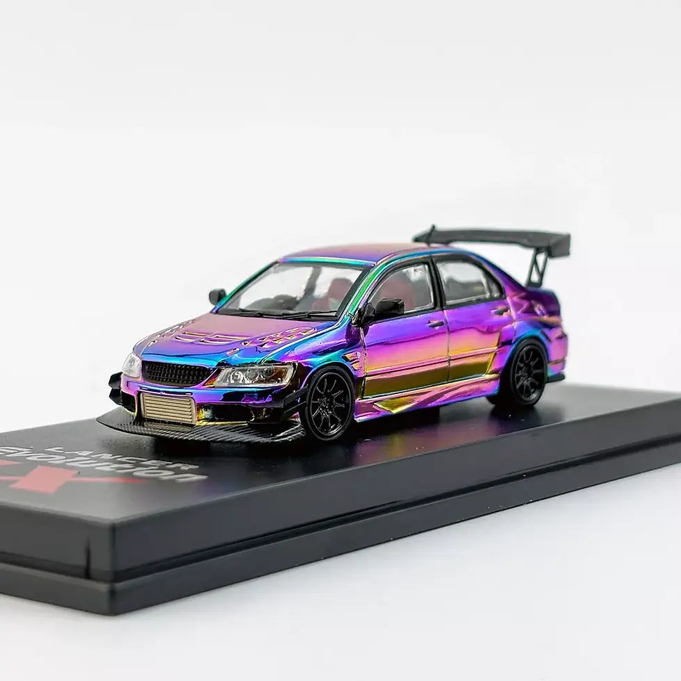 Thumbnail: MITSUBISHI LANCER EVO IX CHAMELEON CHROME EXTRA WHEELS 1/64 DIECAST CAR BY CM