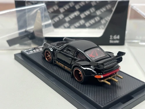 PORSCHE RWB 930 BLACK FULLY OPENING 1/64 DIECAST CAR BY FG MODEL