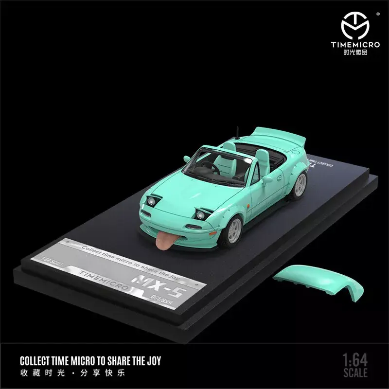 MAZDA MIATA MX5 GREEN WITH TONGUE 1/64 DIECAST CAR MODEL BY TIME MICRO