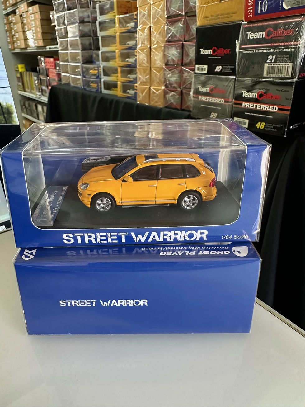 Thumbnail: PORSCHE CAYENNE TURBO S YELLOW SUV 1/64 DIECAST CAR MODEL BY STREET WARRIOR