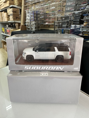 2015 CHEVROLET SUBURBAN SUV WHITE LEATHER BASE 1/64 DIECAST CAR BY