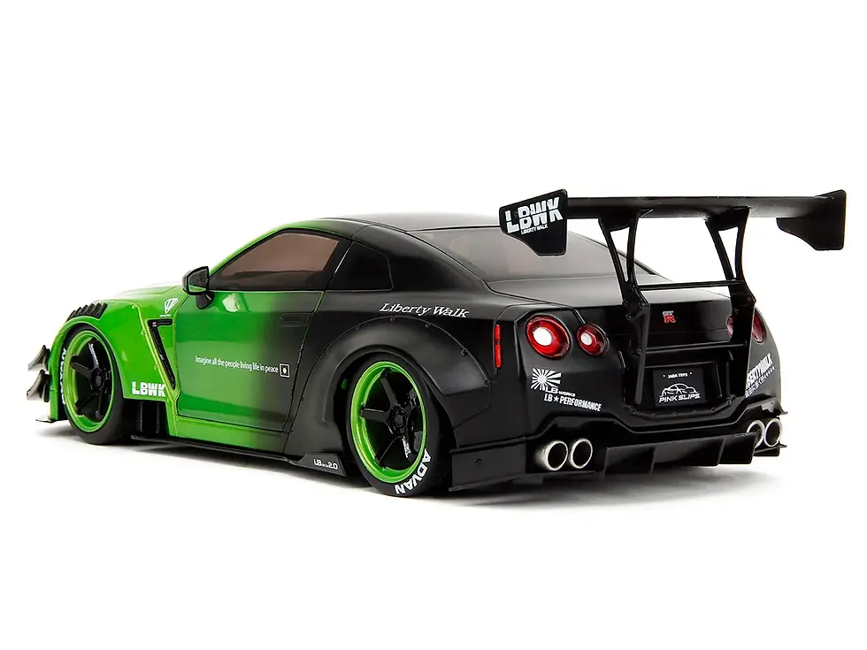 Thumbnail: NISSAN SKYLINE GT-R R35 LIBERTY WALK GREEN 1/18 DIECAST CAR BY JADA TOYS 35724