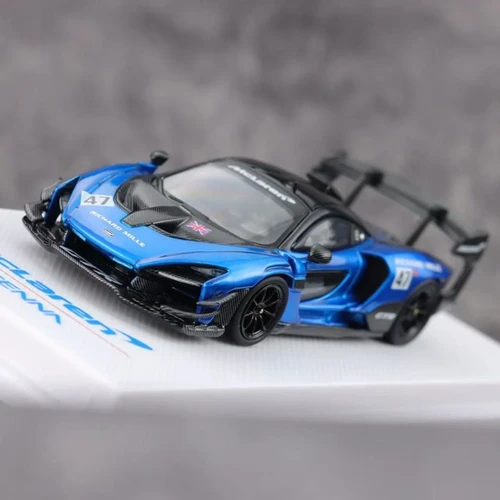 MCLAREN SENNA GTR #47 METALLIC BLUE 1/64 DIECAST CAR MODEL BY CM