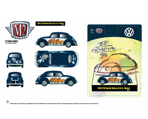 1953 VOLKSWAGEN BEETLE DELUXE SLUG BUG 1/64 DIECAST CAR M2