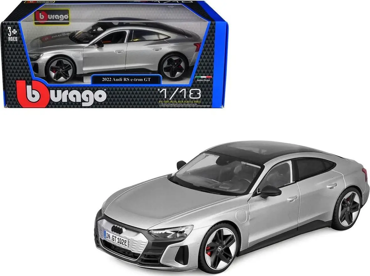 2022 AUDI RS E-TRON GT SILVER 1/18 SCALE DIECAST CAR MODEL BY BBURAGO 11050